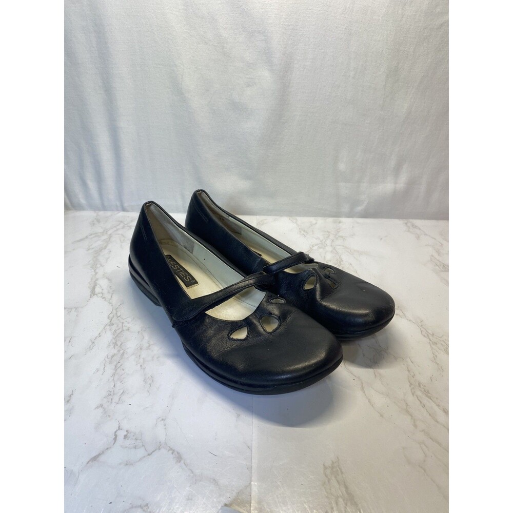 WESTIES Flats black Leather 7.5 M beauties comfort women's Mary Jane style